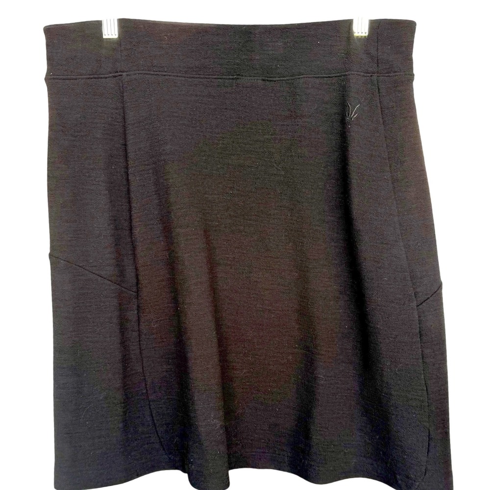 Ibex Womens Black Merino Wool Blend Knit A-Line Mini Skirt Size Large L